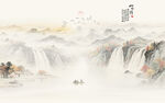 国画山水画背景墙