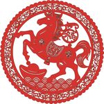 红色剪纸骏马图案