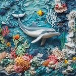 海底世界 海豚与多彩珊瑚