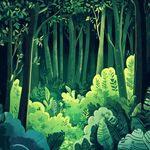 奇幻茂密森林插画景观