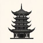 中式多层宝塔建筑剪影