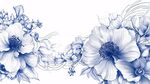 蓝白花卉插画 精致优雅