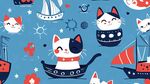 猫咪航海主题可爱图案