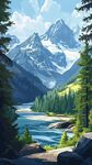 山间河畔美景