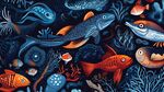 梦幻海底鱼群插画