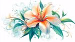 梦幻水彩百合花插画