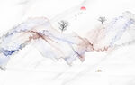 抽象水墨线条烟雾山水画