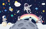 卡通太空背景墙图片