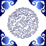 中式蓝白传统花纹图案