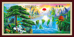迎客松油画