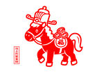 矢量剪纸风格马年图案