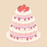 三层草莓装饰精美蛋糕