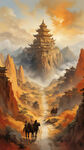 沙漠中的古老神秘宝塔
