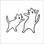 两只猫咪互动简笔画
