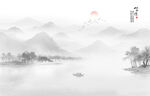远山近水水墨风景