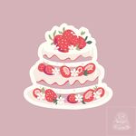 草莓装饰三层蛋糕