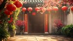 中式庭院新春喜庆氛围