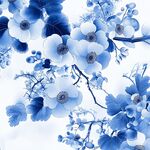 蓝白花卉图案 雅致清新风