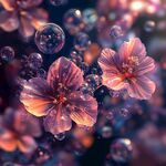梦幻花朵与晶莹泡泡
