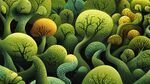 奇幻绿色森林景观插画