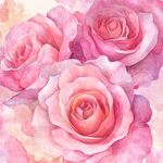 粉色水彩玫瑰花卉插画