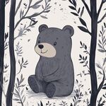 森林中的可爱小熊插画