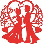 浪漫情侣剪纸图案