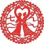 传统剪纸情侣图案