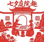 七夕庭院下棋趣