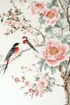 花鸟图 双雀栖于繁花间