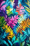多彩热带植物叶片插画