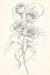 手绘线条玫瑰花插画