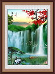 高清瀑布山水画