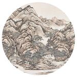 新中式圆形水墨山水