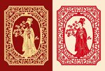 古典人物明代美女桂花图案