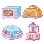 可爱厨房电器插画