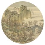 新中式水墨山水圆形装饰画