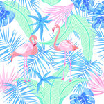 火烈鸟与热带植物图案数码印花