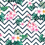 火烈鸟花卉几何图案背景