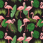 火烈鸟与热带植物图案数码印花