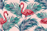 火烈鸟与棕榈叶图案背景数码印花