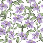 紫色花卉绿叶无缝图案数码印花