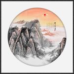 圆形泰山日出国画