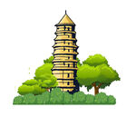 延安宝塔山插画