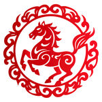 中式剪纸风骏马图2026年马年