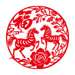 中式剪纸风骏马图2026年马年