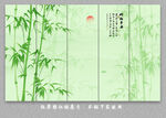 屏风水墨竹子山水画背景墙