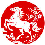 中式剪纸风骏马图2026年马年