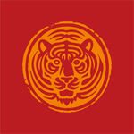 红色背景上的老虎图案