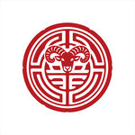 圆形羊头中式传统图案
